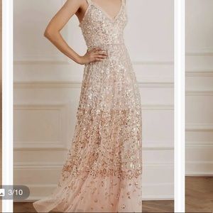 Needle and Thread Patchwork Sequin Cami Gold Gown Dress